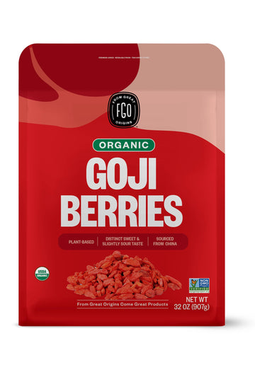 Organic Goji Berries | Large & Chewy | Every Batch Lab-Tested | 32Oz Resealable Kraft Bag | 100% Raw From Ningxia | By Fgo