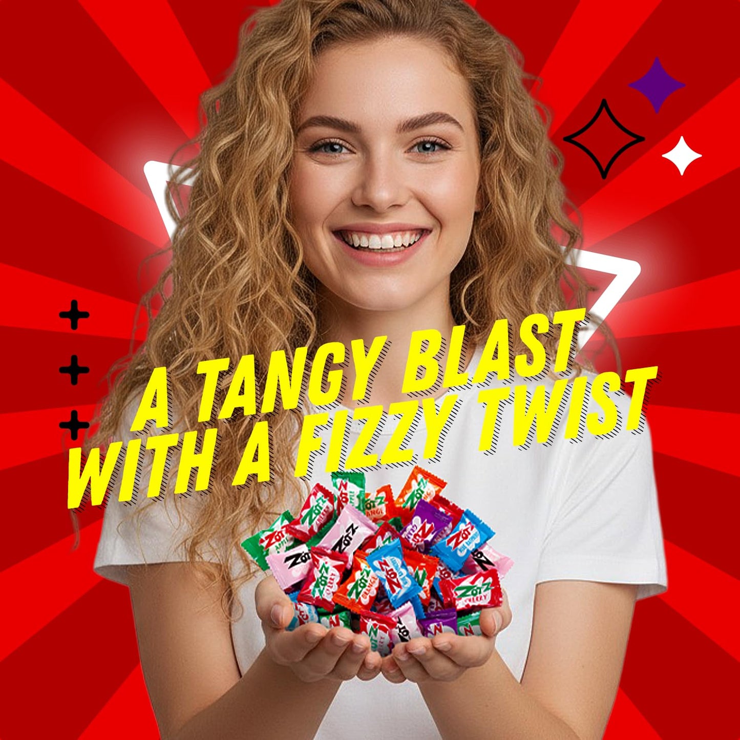 Zotz Fizzy Bulk Candy (Assorted, 425 Units)- Hard Candy Individually Wrapped- Assorted Fruit Flavors, Cherry, Watermelon, Strawb
