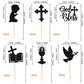ZHUOWEISM 24 PCS Cupcake Toppers Glitter Dove Cross Boy Baptism Party Decorations Small Black Bamboo