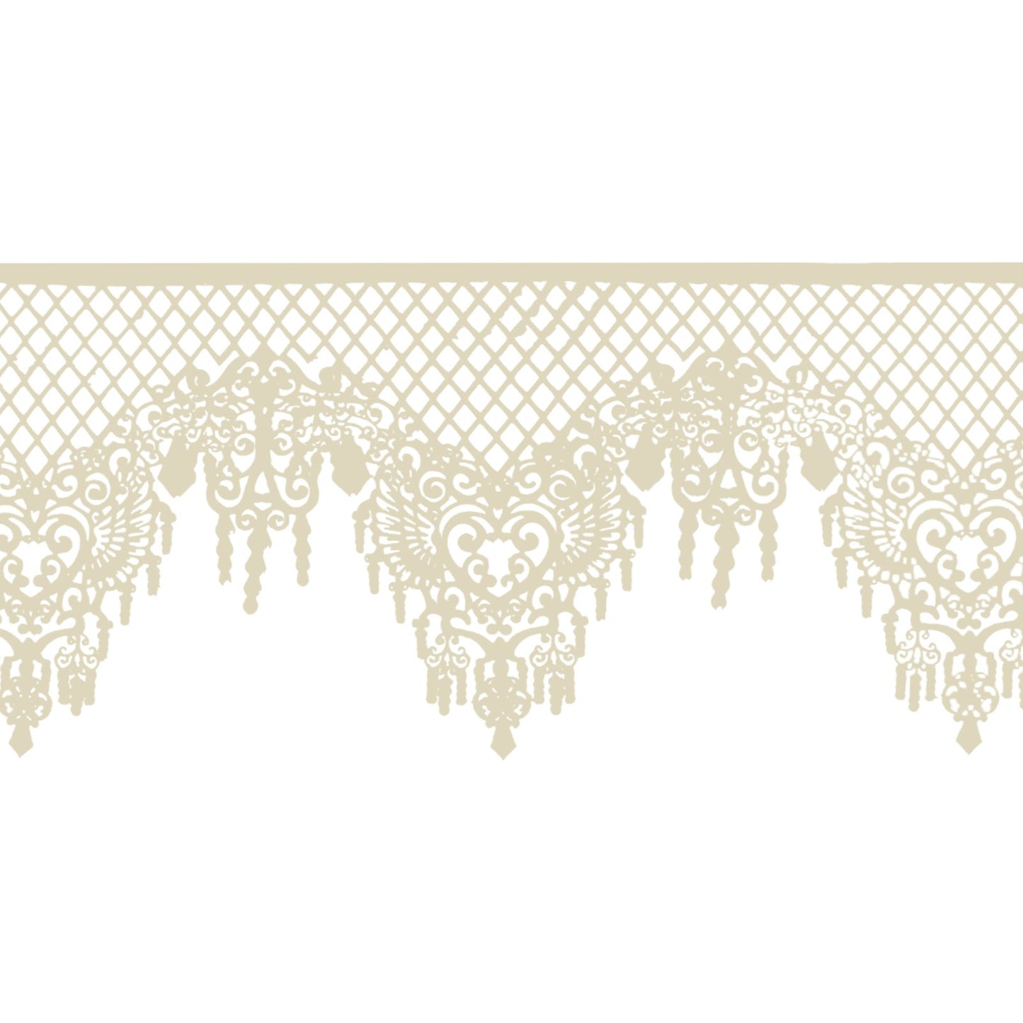FUNSHOWCASE Edible Cake Lace Set, 10-Piece, 12-Inch, Lattice Diamond Scallop, Ivory White, Model 1570