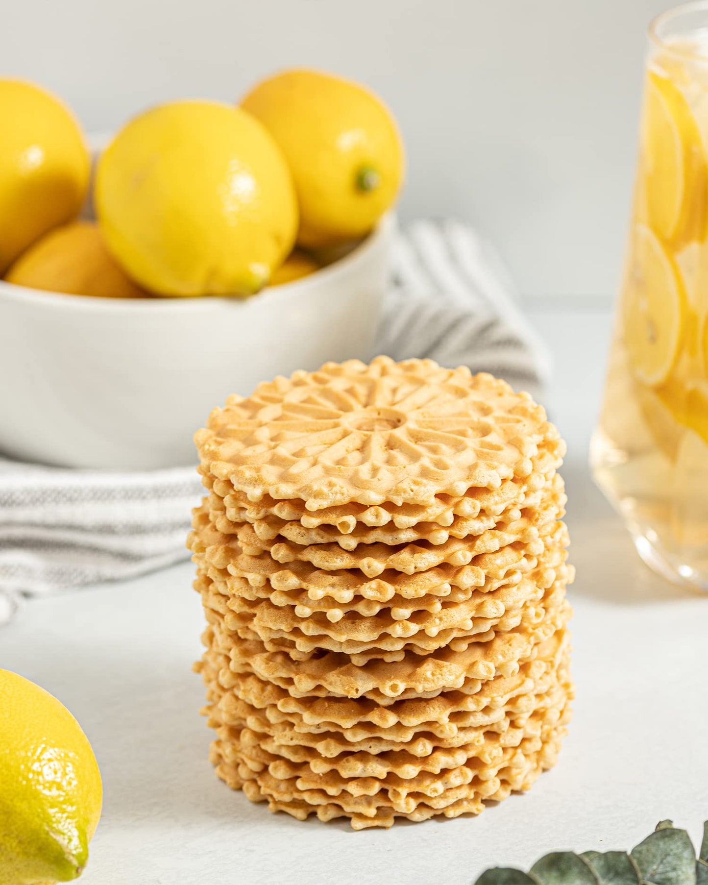 Reko Pizzelle Authentic Italian Style Waffle Cookie, Lemon, 7 Ounce (Pack of 12)