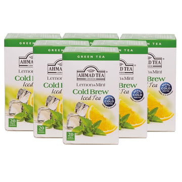 Ahmad Tea Green Tea, Cold Brew Lemon and Mint Teabags, Iced Tea, 20 ct (Pack of 6) - Caffeinated and Sugar-Free