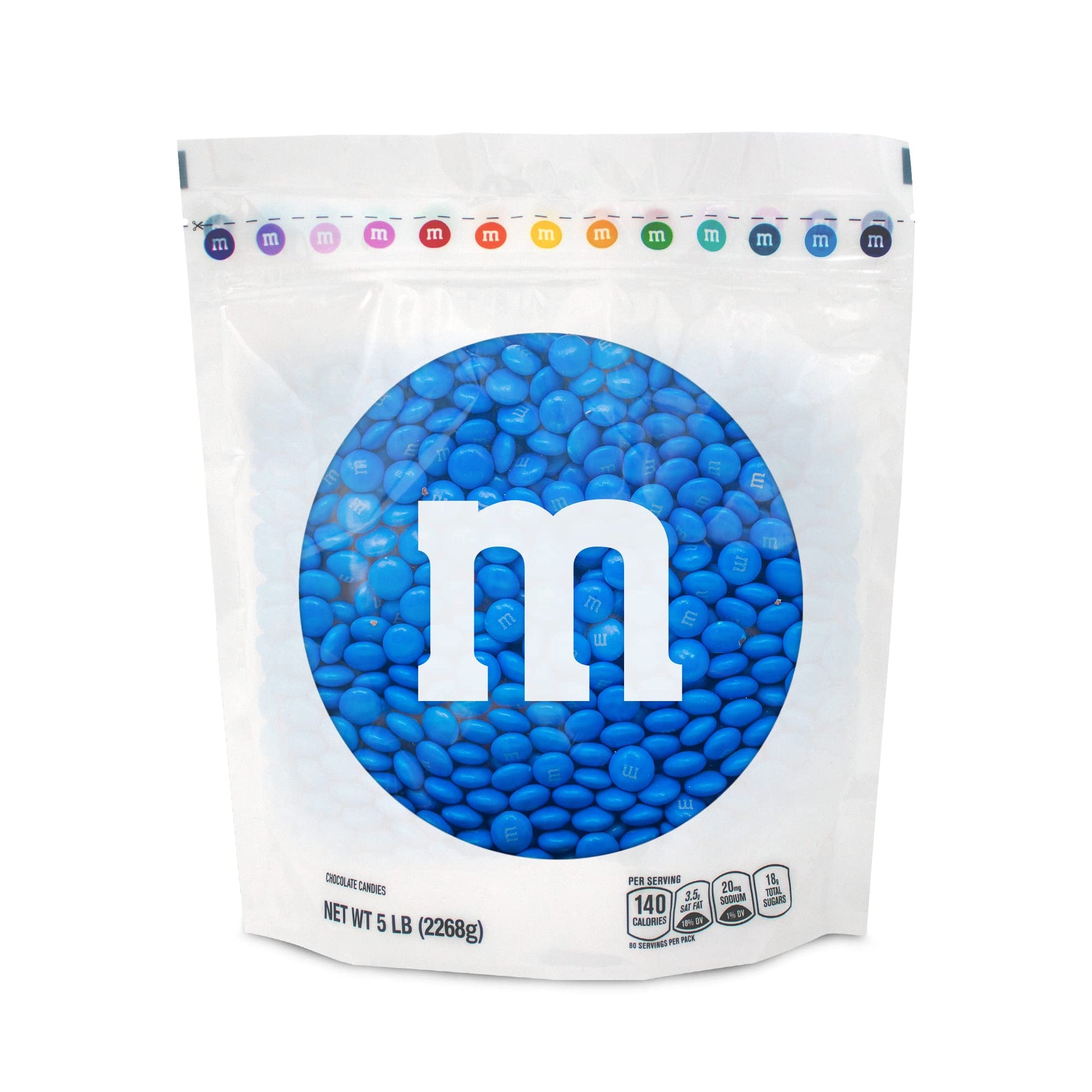 M&MS WORLD Blue Candy Bulk - Milk Chocolate Candy, 5 lbs Resealable Pack for Graduation, Wedding, 4th of July, Birthdays, Party 