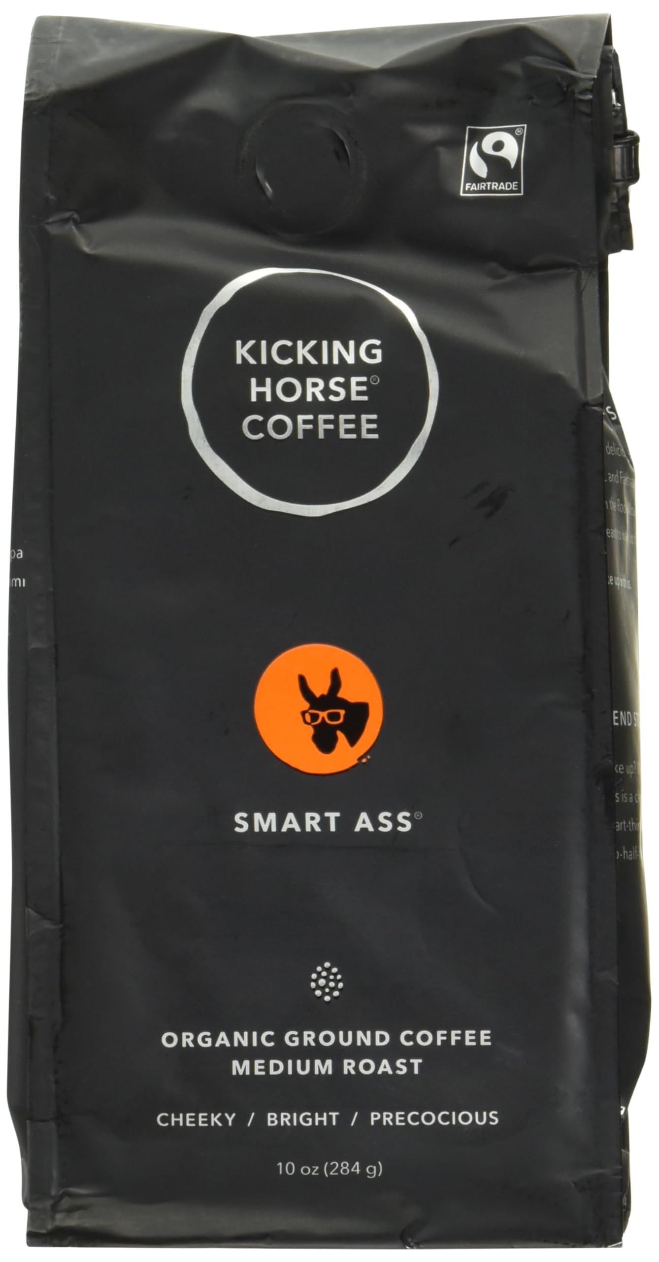 Kicking Horse Coffee Smart Ass Medium Roast Ground Coffee, Certified Organic, Fairtrade, Kosher, 10 Ounce