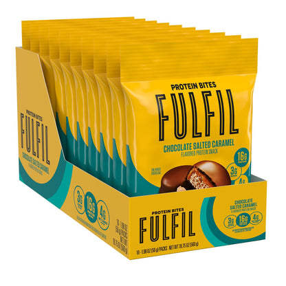 FULFIL Protein Snack Bites, Chocolate Salted Caramel Flavored, Gluten Free with 16g Protein per serving, 7 Bites per Bag (10 Bag