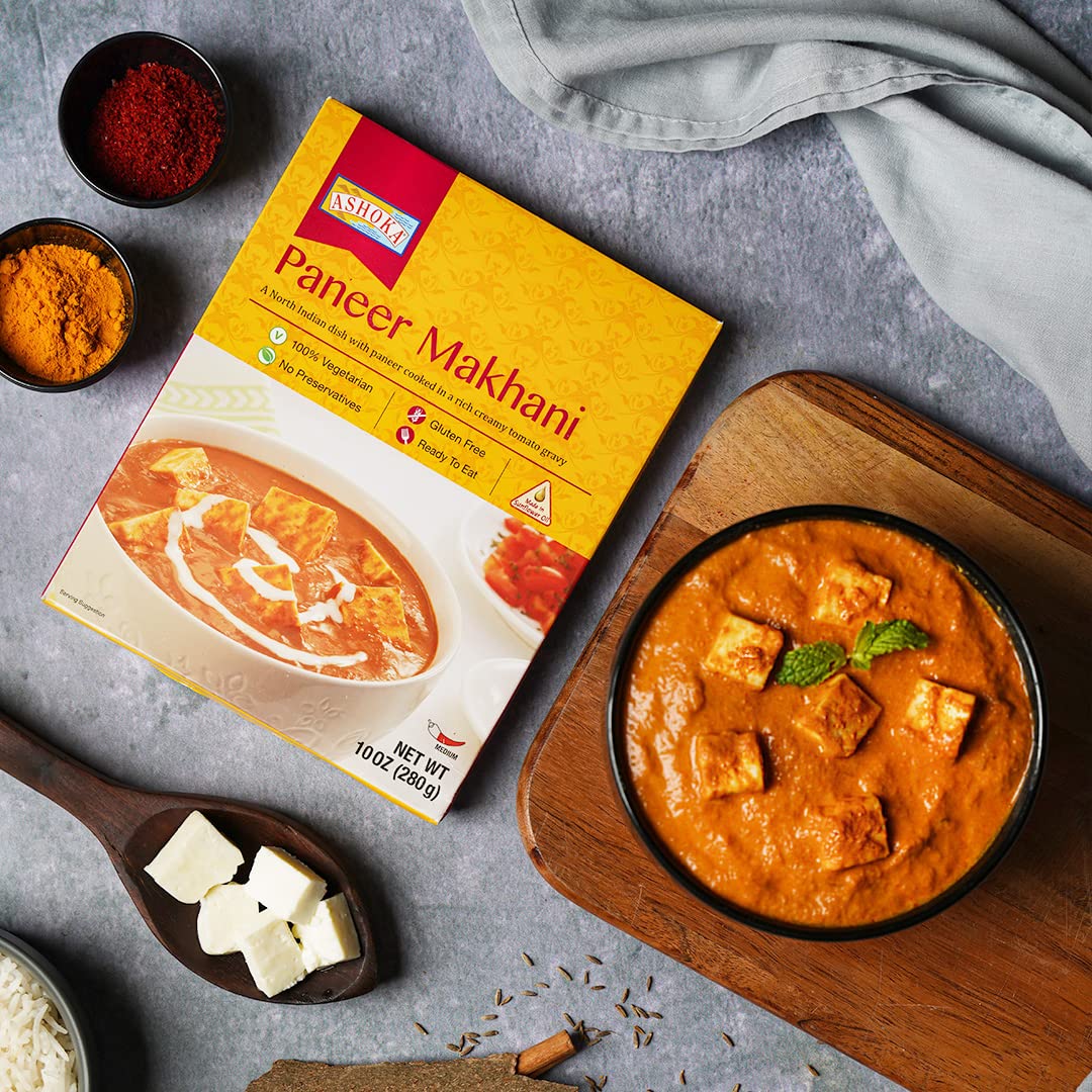 Ashoka Heat & Eat Meals 1932, All-Natural Vegetarian Meal Kit, Cheese Entrees, Kosher Certified Curry Assortment, Authentic Indi
