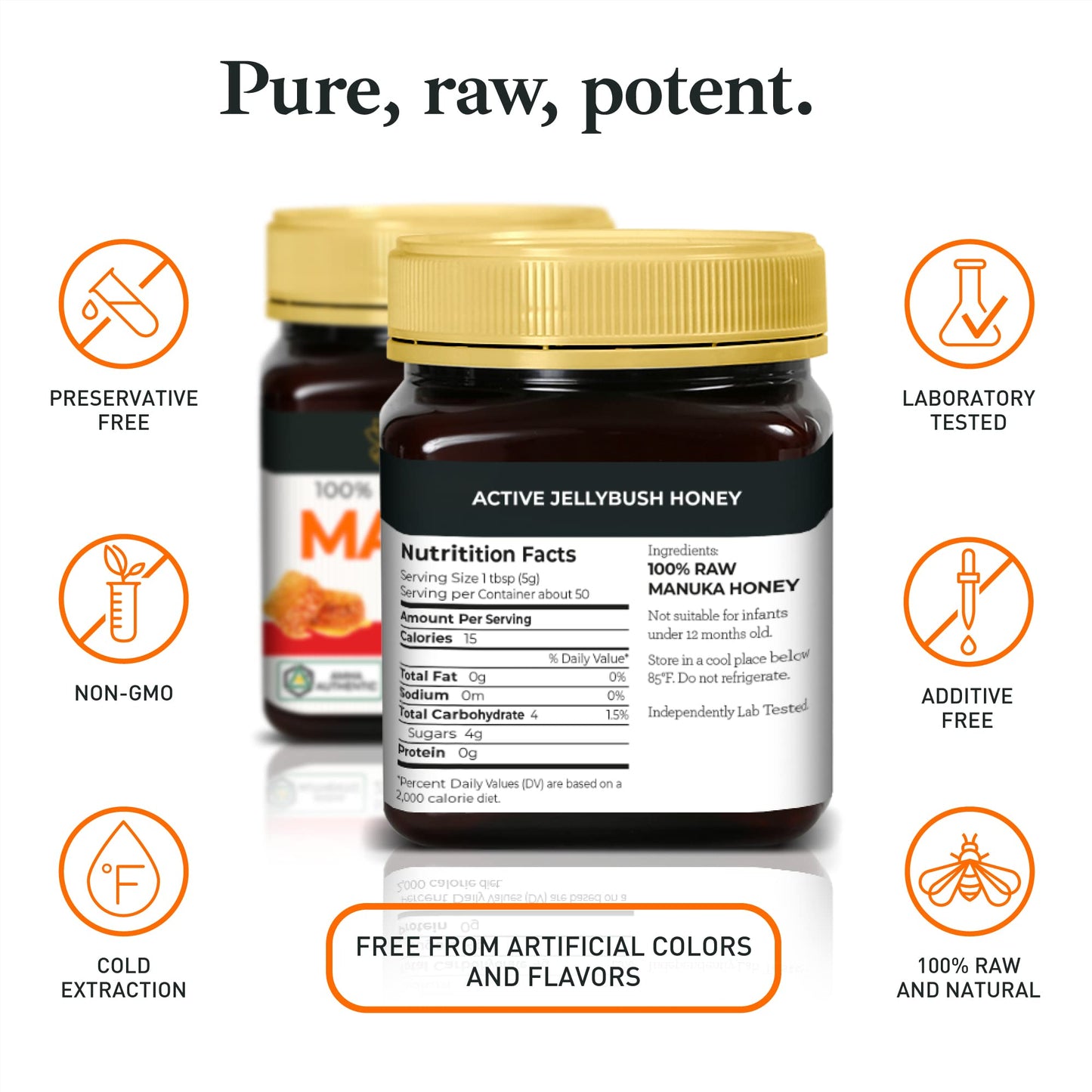 Good Natured Raw Manuka Honey 510+ MGO, 250g (8.8oz), Active & Certified