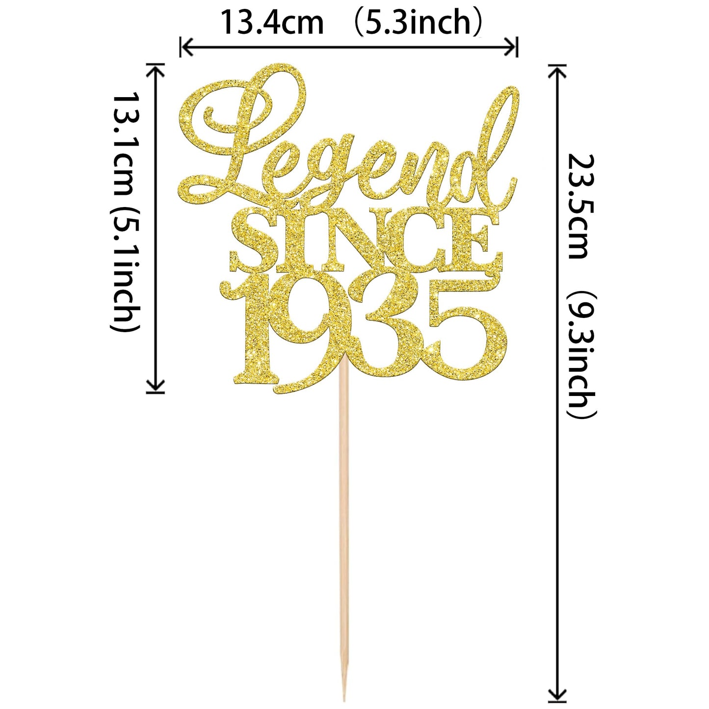 Rssta i Cake Topper, Gold Glitter, 90th Birthday Decoration, Model XM310-gold 1933