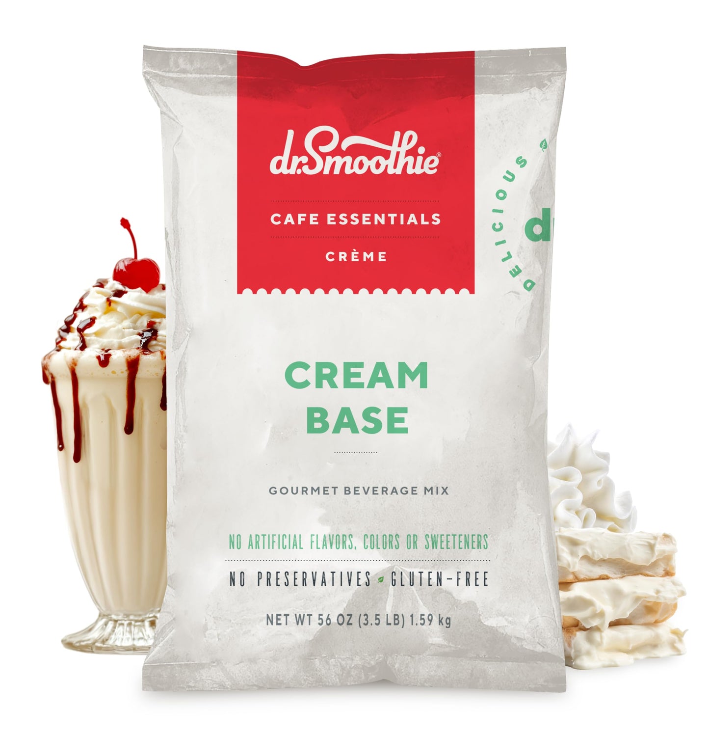 Dr. Smoothie Café Essentials Cream Base - No Artificial Colors or Sweeteners - Shelf Stable - 3.5 lb Bag (30 Servings)