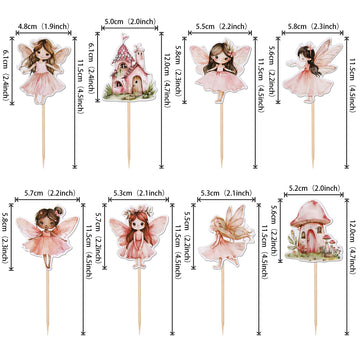 40 Pcs Fairy Cupcake Toppers Flower Wing Angel Fairy Cupcake Picks Ballet Dancer Fairies Party Cupcake Decoration For Wonderland