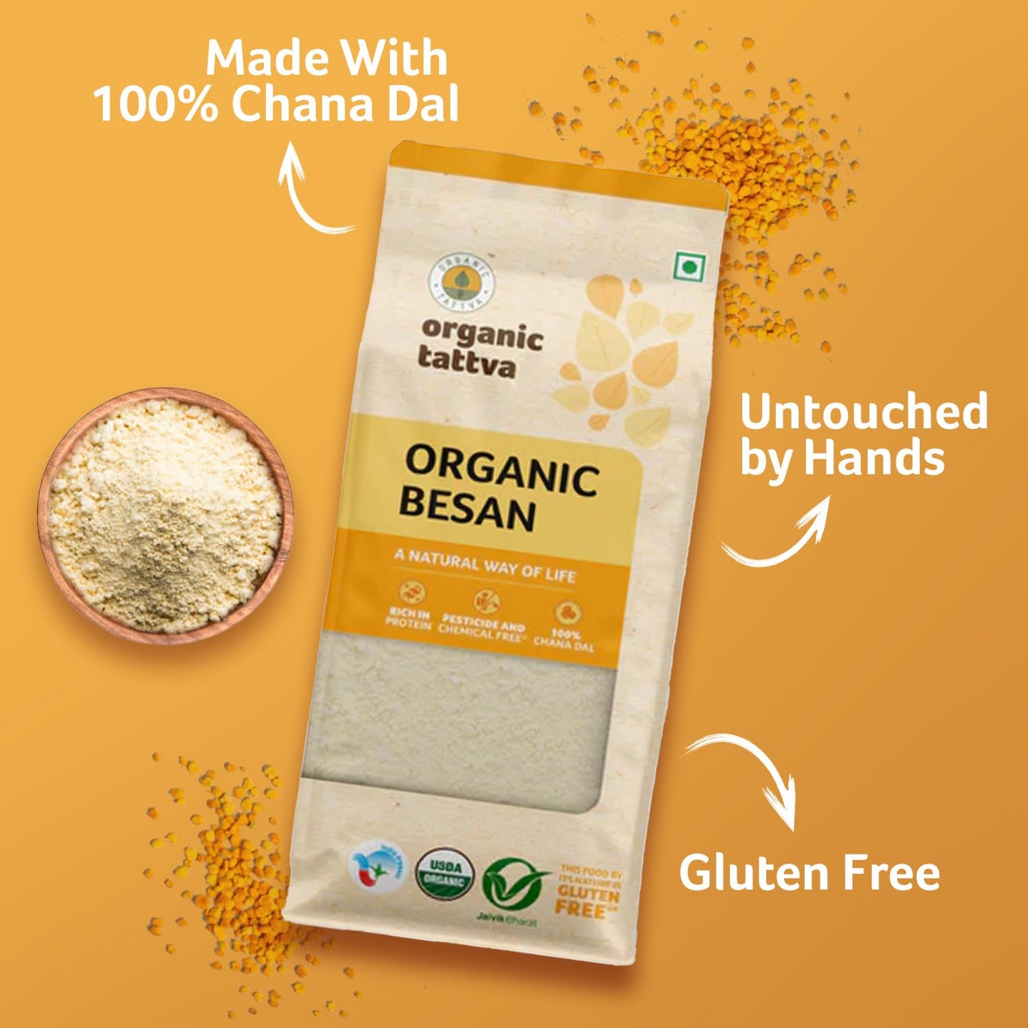 Organic Tattva, Organic Gluten Free Besan, 500G