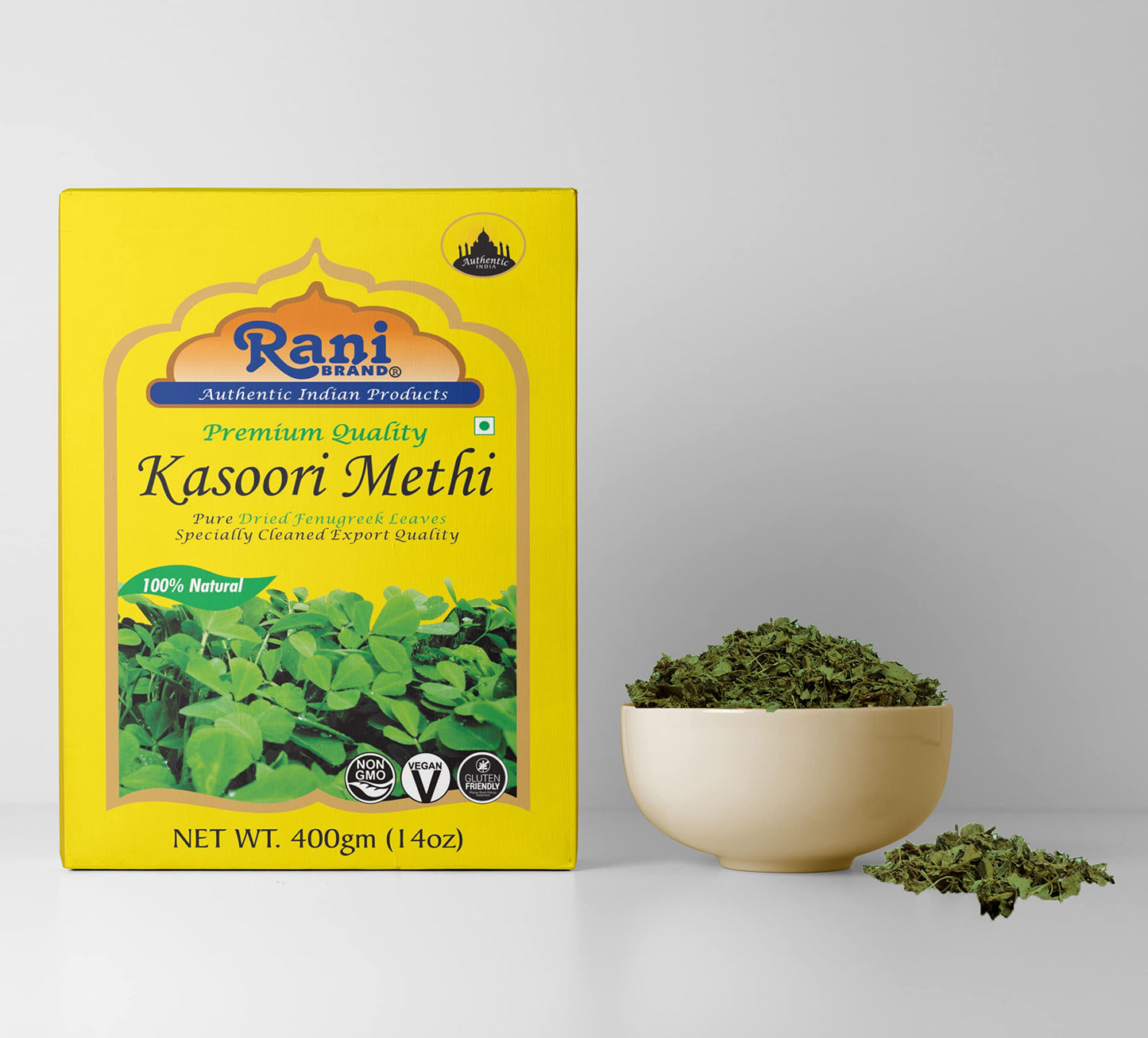 Rani Fenugreek Leaves Dried (Kasoori Methi) 14Oz (400G) ~ All Natural | Vegan | Gluten Friendly | Non-Gmo | Indian Origin