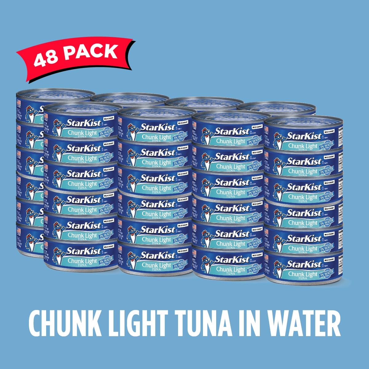 Starkist Chunk Light Tuna In Water, 5 Oz (48 Pack) Canned Tuna Fish, Wild Caught, Gluten Free, Ready To Eat, Perfect For Salads, Keto Meals And Snacks, With 20G Protein & 90 Calories Per Serving