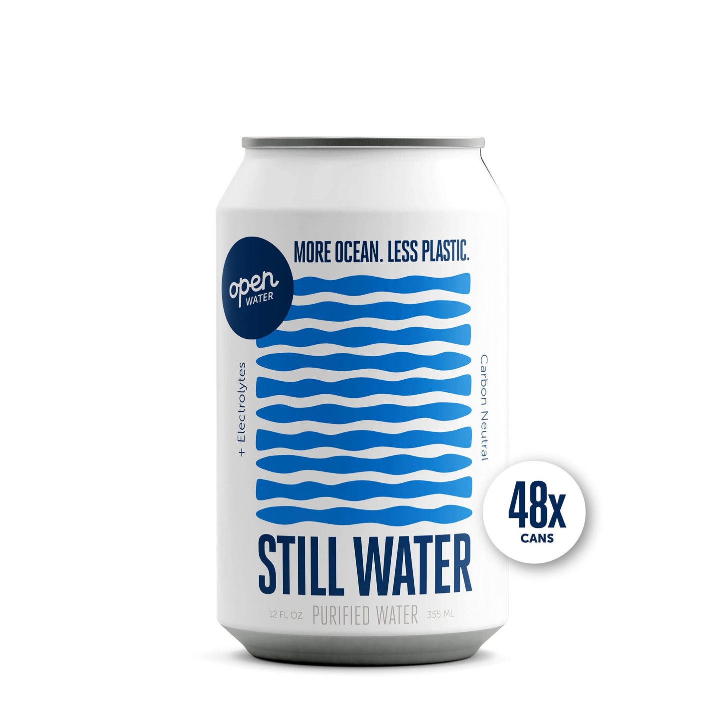 Open Water Still 12oz Cans (4 Cases, 48 Cans) - Sustainable Aluminum Canned Still Water With Electrolytes - 7.0 pH Balanced BPA-