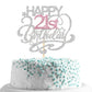 Monmon & Craft Happy 21St Birthday Cake Topper/Cheers To 21 Years/Girls 21St Birthday Party Decor Supplies - Silver & Pink Glitt