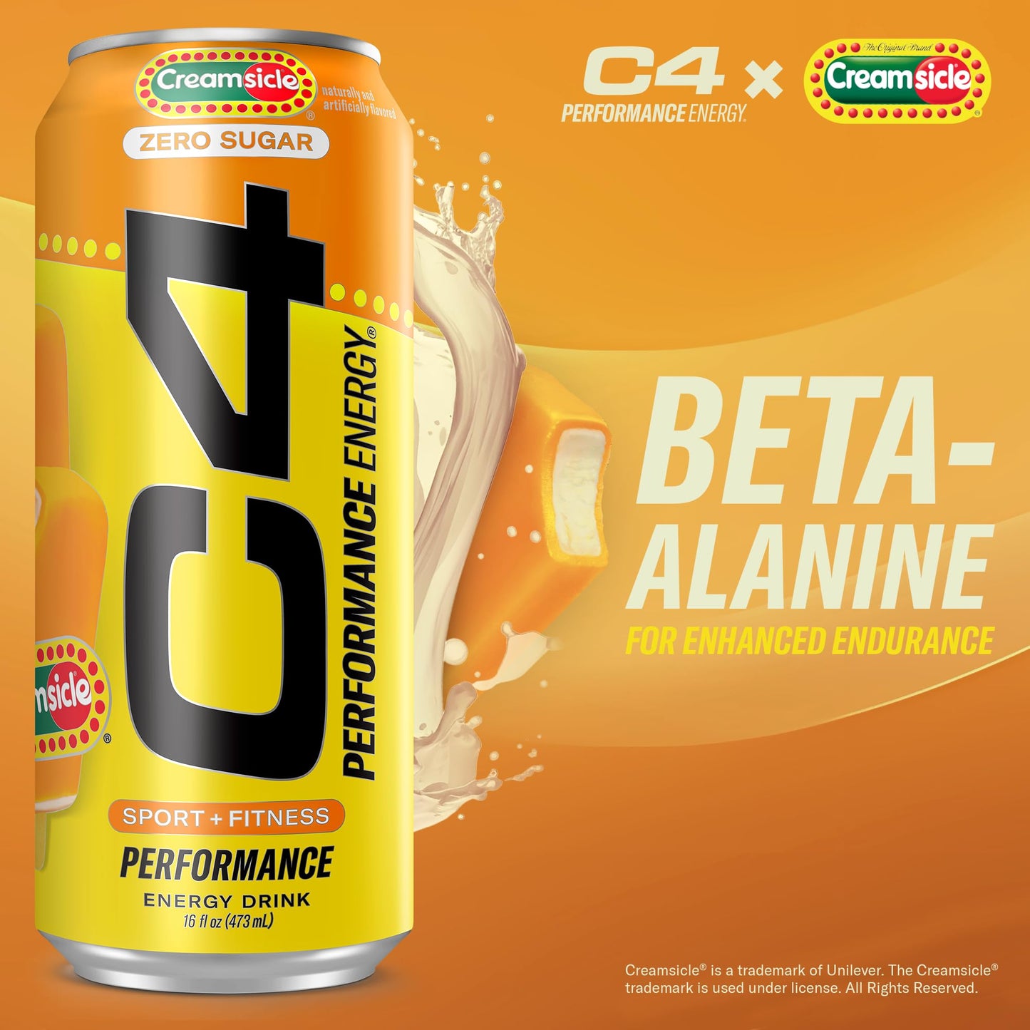Cellucor C4 Energy Drink, Zero Sugar, 200mg Caffeine, Orange Creamsicle, 16 Fl Oz (Pack of 12)