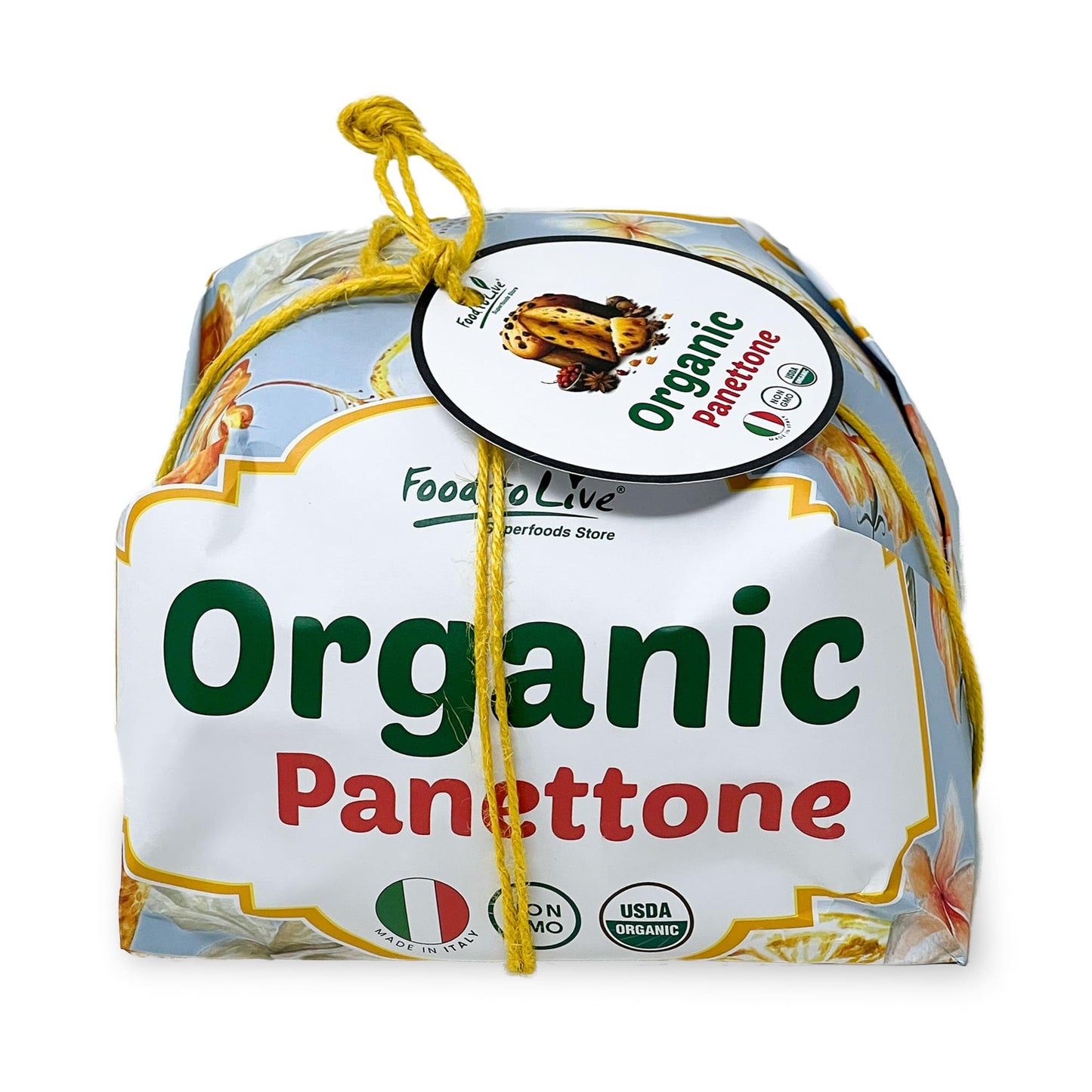 Food to Live Organic Italian Panettone - Artisan Holiday Cake with Raisins & Candied Orange Peel, Pack of 6, 750g (1.65 lb)