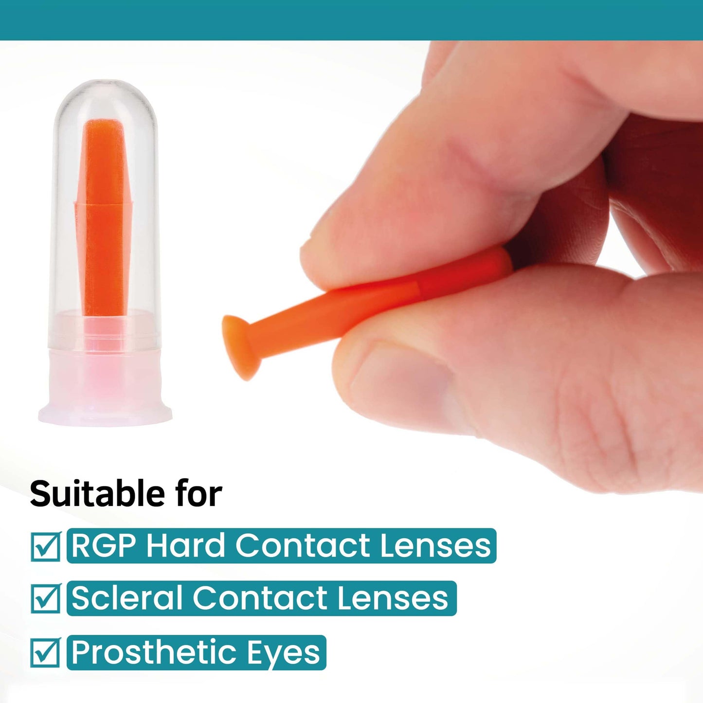 Sports Vision'S 3 Pieces Orange Contact Hard Lens Only Suction Holder Inserter/Remover Prosthetic Eyes & Scleral Lenses