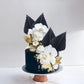 Gyufise Paper Palm Fan Cake Toppers, Black, 4.7 x 5.1, Model ZN0680-7, 6 Pcs for Birthday & Wedding Party Decorations
