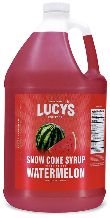 Lucys Family Owned - Shaved Ice Snow Cone Syrup, Watermelon - 1 Gallon (128oz.)