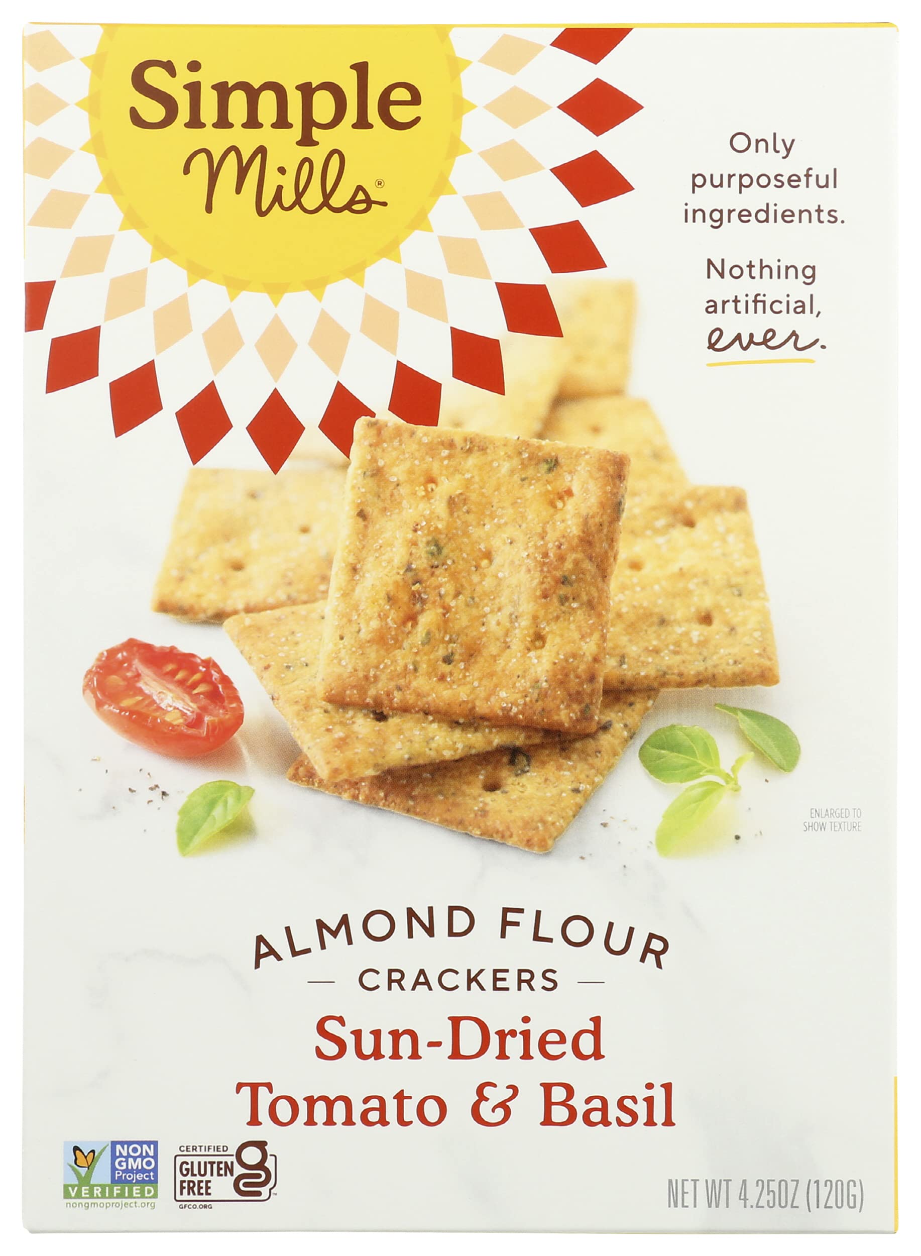 Simple Mills - Variety Snacks, Fine Ground Sea Salt, Rosemary & Sea Salt, Sun Dried Tomato & Basil, 4.25 oz Pack of 6