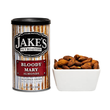 Jakes Nut Roasters Bloody Mary Almonds - Whole Dry Roasted, Seasoned Snack, 7 Ounce (Pack of 2)