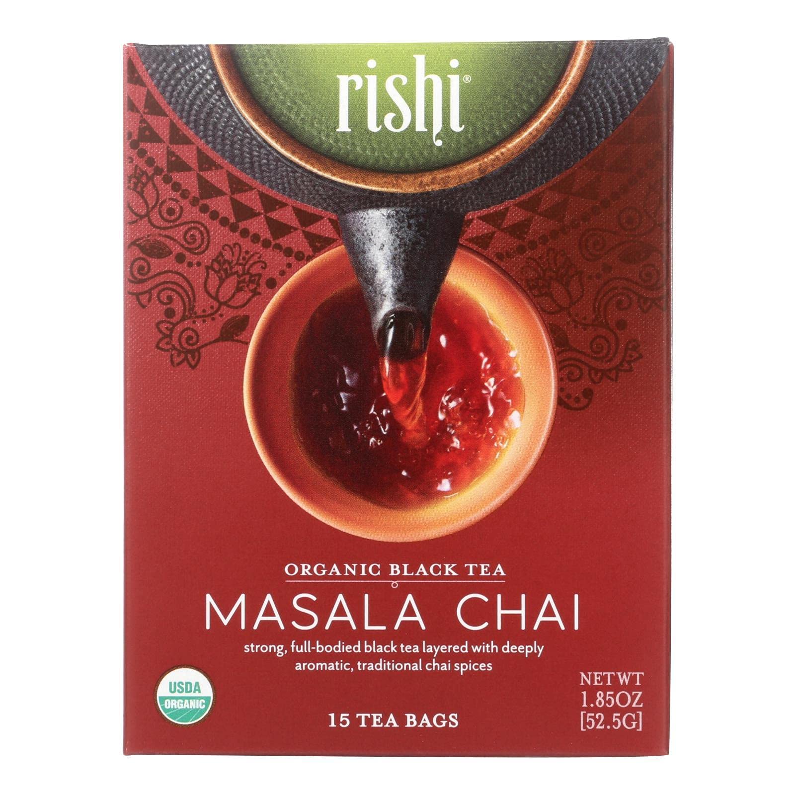 Rishi Tea Masala Chai Herbal Tea | Immune Support, Organic, Highly Caffeinated, Naturally Spiced, Black Tea Blend | 15 Sachet Ba