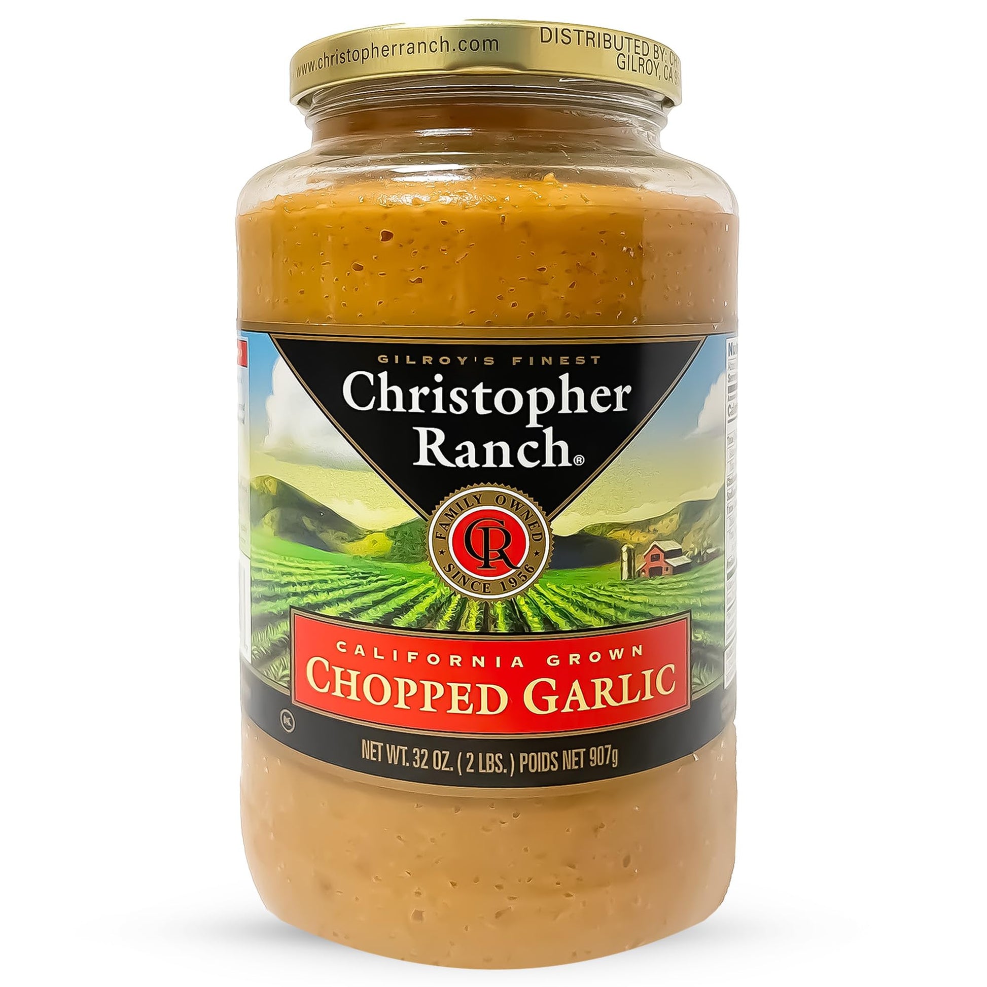 Christopher Ranch Chopped Garlic in Olive Oil - Vegan-Friendly, Gluten-Free, 32 Oz Jar, California-Grown Fresh Garlic