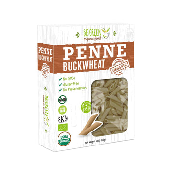 Big Green Organic Food- Organic Buckwheat Penne, 8.8Oz, 100% Buckwheat, Gluten-Free, Non-Gmo, Vegan (5)