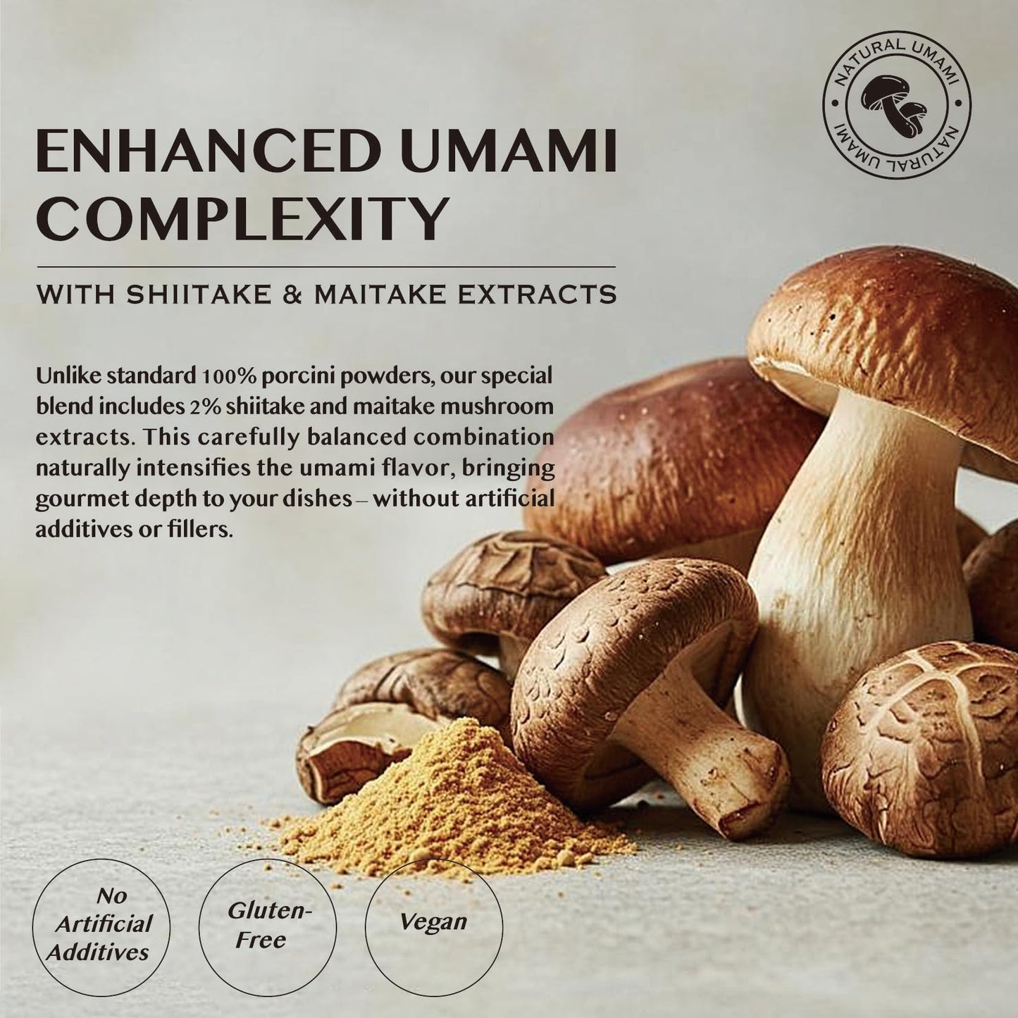 HUICHAO Premium Porcini Mushroom Powder, 98% Porcini, Vegan, Gluten-Free, 150g