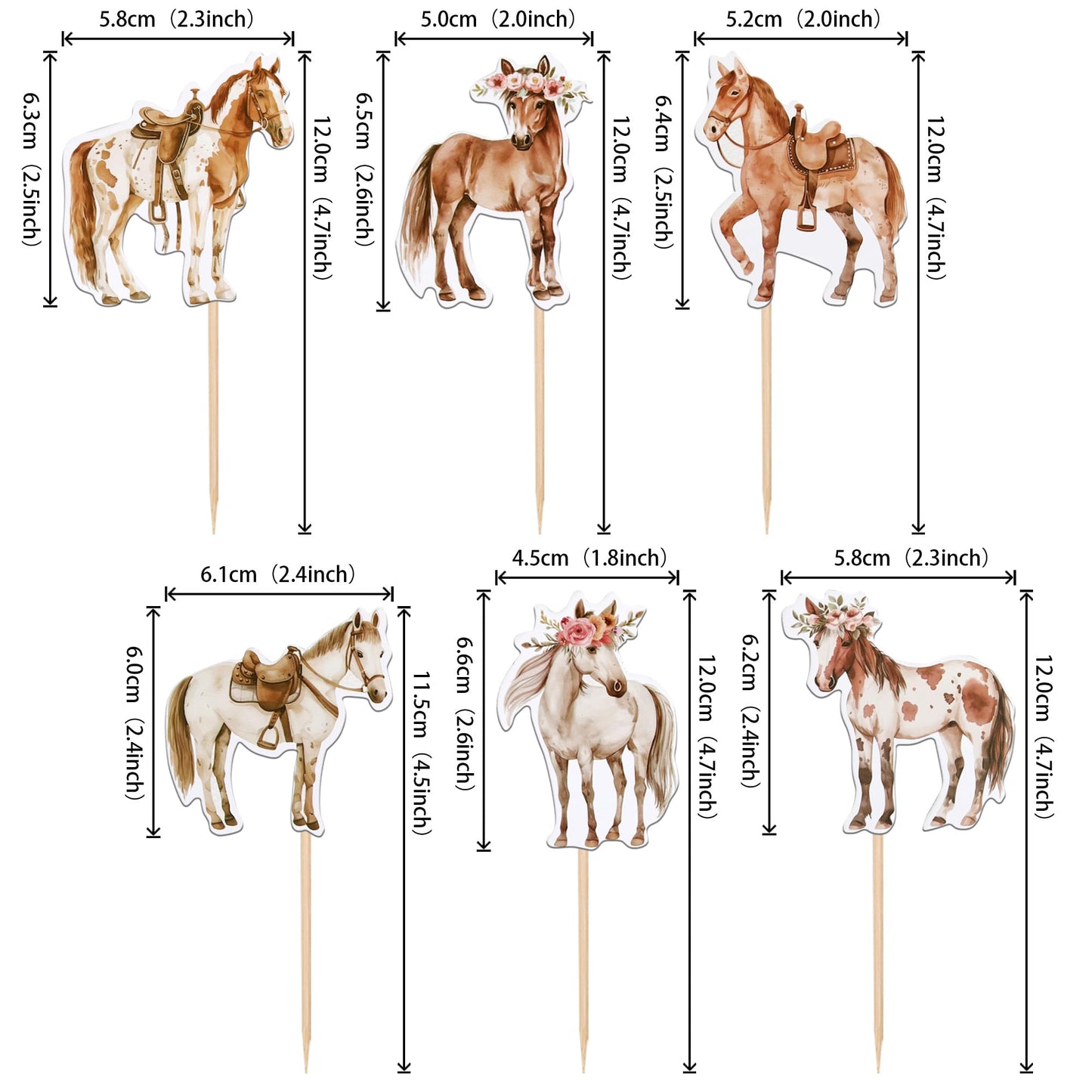 36 Pcs Horse Cupcake Toppers Assembled Animal Horse Cupcake Picks Rquestrain Horse Racing Cupcake Decoration For Wild Horse Raci