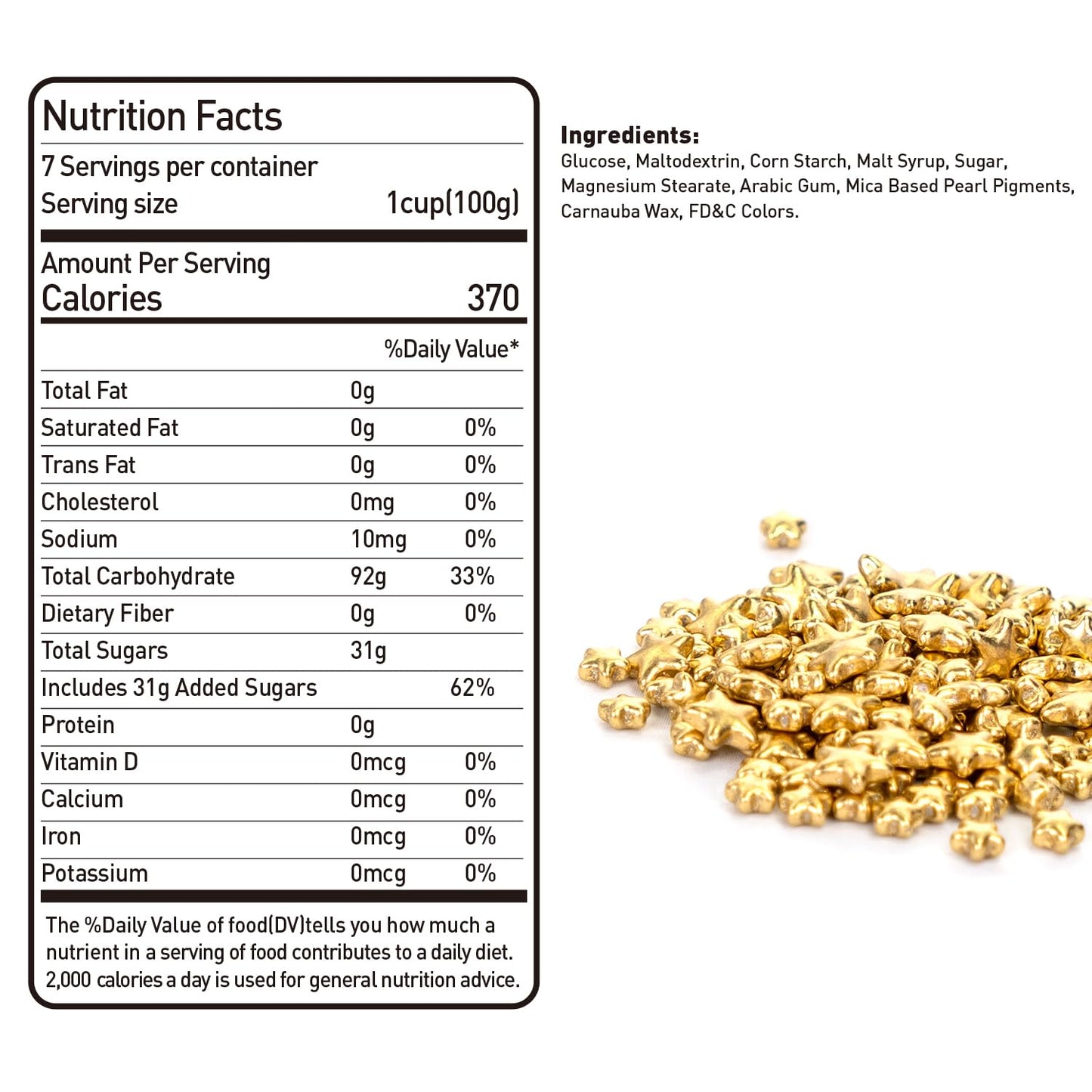 Dazzjoy Edible Gold Sprinkles, Star Sugar Candy Sprinkles For Cupcake Decorating, Food Grade, 4.23Oz, Mix Size, Cupcake Toppers,