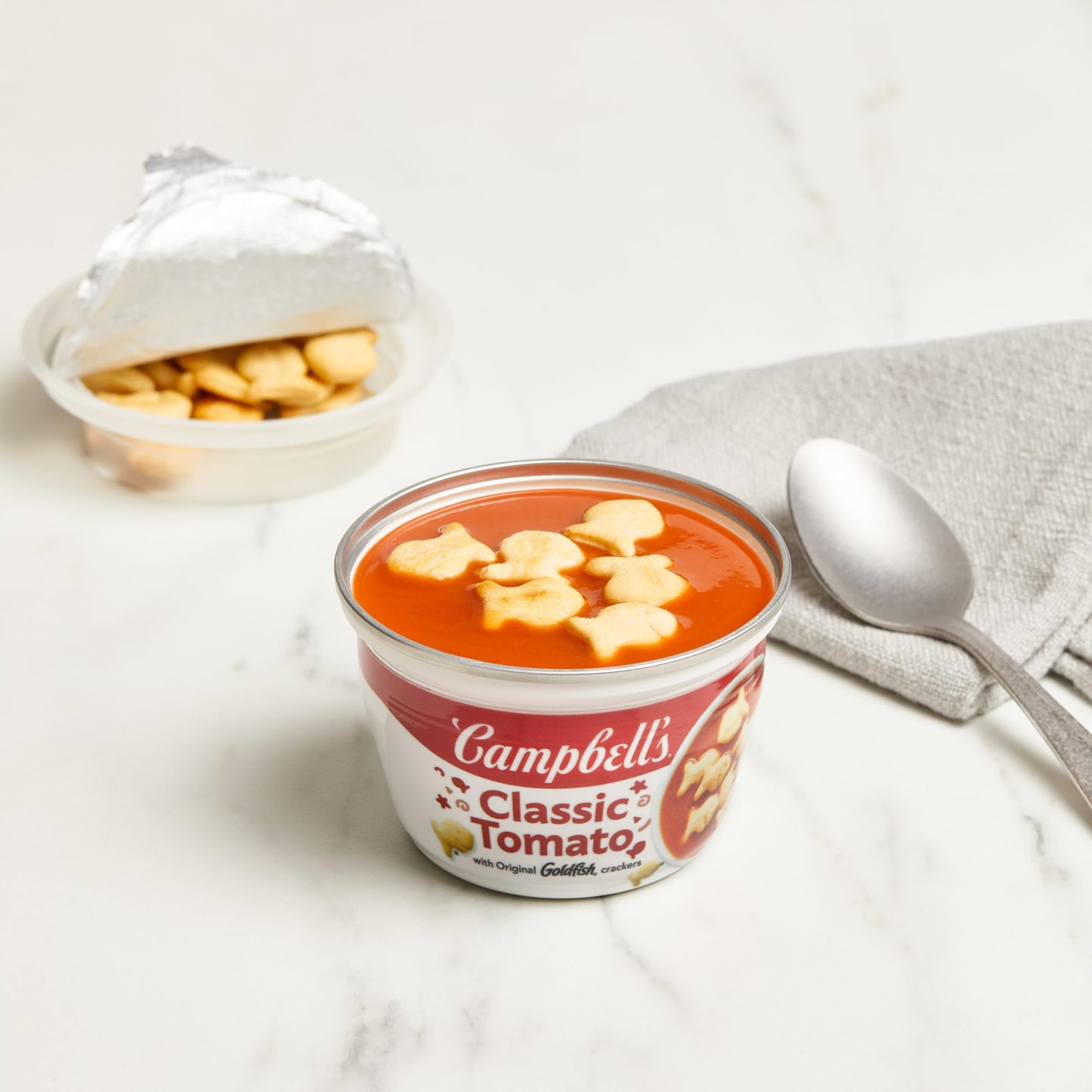 Campbell'S Classic Tomato Soup With Original Goldfish Crackers, Microwavable Bowl, 7.35 Oz (Pack Of 6)