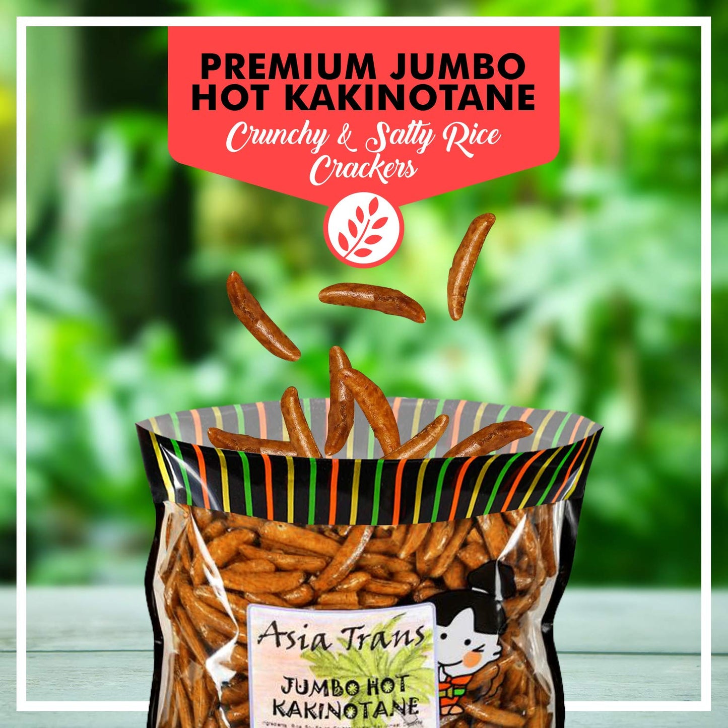 Asia Trans & Co. Jumbo Hot Kakinotane Arare Rice  ers - Crunchy Spicy Snack - 16 Ounce