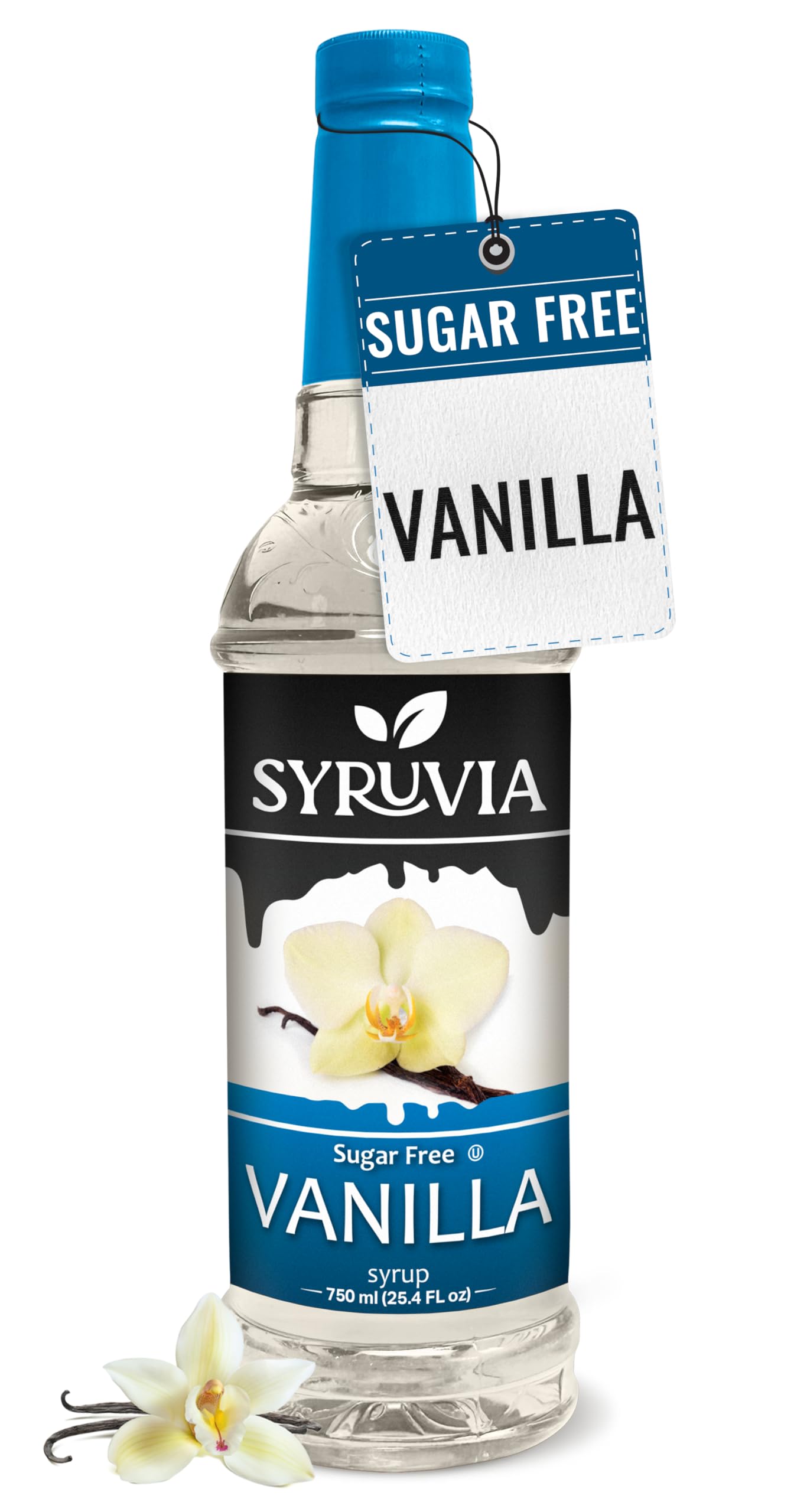Syruvia Sugar-Free Vanilla Coffee Syrup - 25.4 fl oz. Premium Coffee Flavoring Syrup. 0 Calories, Kosher, and Gluten-Free. Ideal
