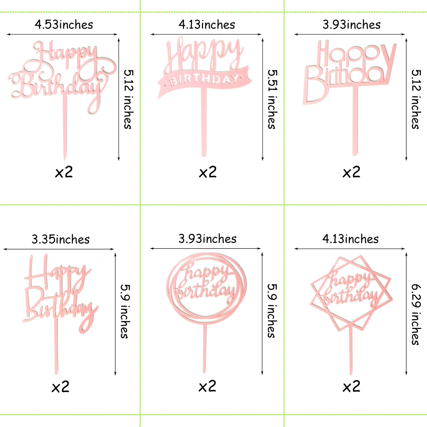 Chewarelly 12 Pack Multi Styles Birthday Cake Topper Set, Acrylic Cake Bunting Decor Birthday Cake Picks Party Decorations Suppl