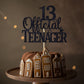 Black Glitter 13 Official Teenager Cake Topper, Cheers To 13 Years Decor, 13Th Birthday Party Decorations