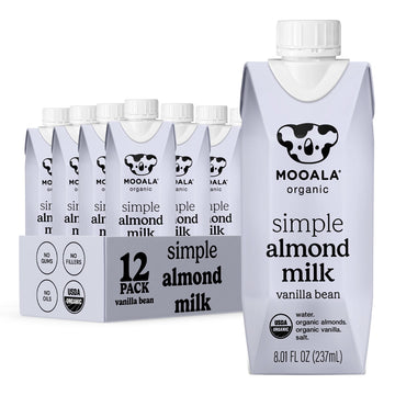 Mooala Organic Almondmilk Vanilla, Dairy-Free Plant-Based Milk, 8 Fl Oz, Pack of 12