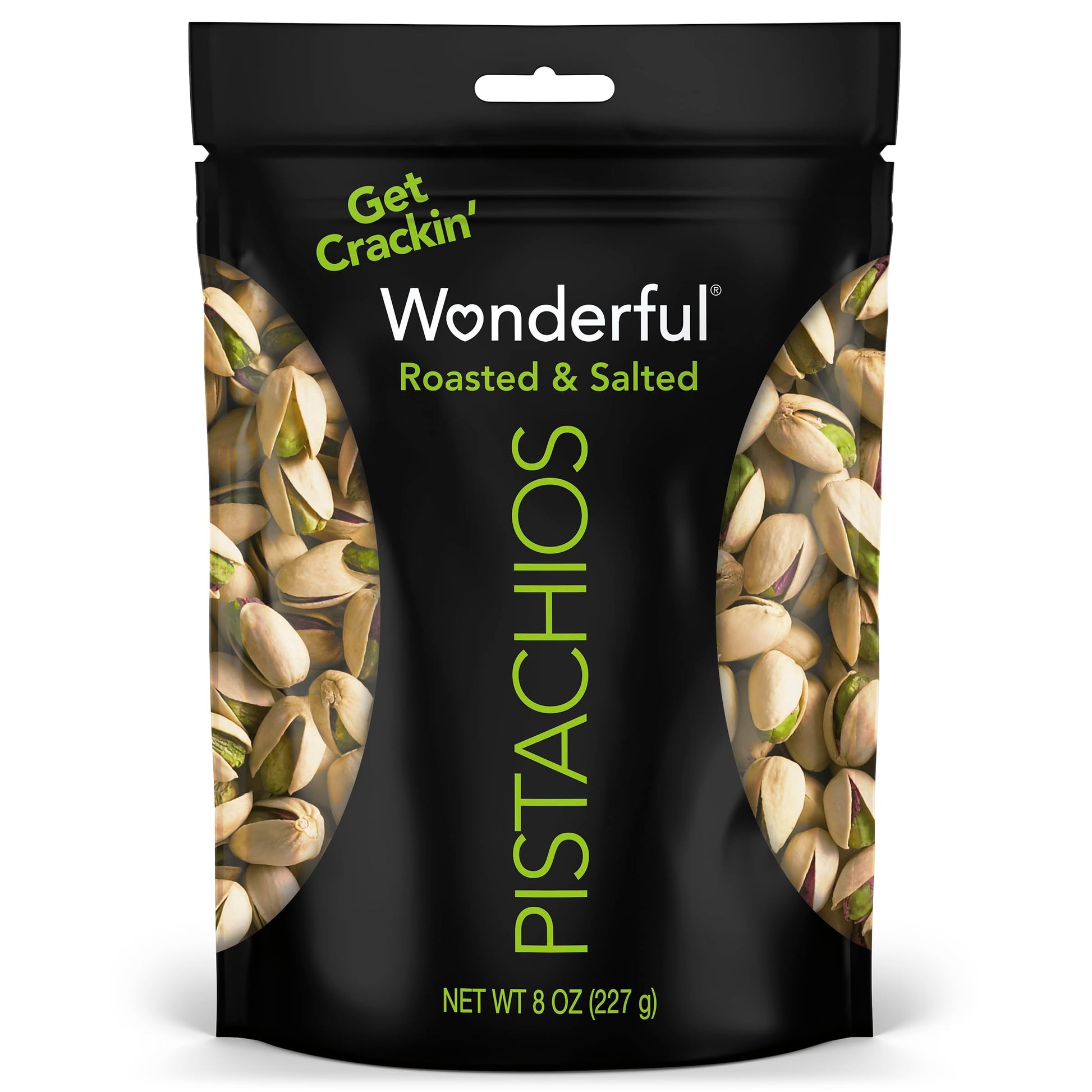 Wonderful Pistachios In Shell, Roasted And Salted Nuts, 8 Ounce Resealable Bag, Healthy Snack, Protein Snack, Pantry Staple