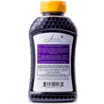 Elderberry Infused Raw Honey 16 Oz. (1 Pound) - All Natural - No Extract Or Concentrates, Non-Artificial, No Preservatives - Eld