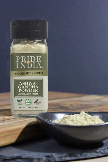 Pride Of India Natural Ashwagandha Root Ground - 1.6 oz Small Dual Sifter Jar - Gluten Free, Easy to Use