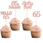 Gyufise 24 Pack Glitter 65Th Birthday Cupcake Toppers Hello 65 Sixty Five Cake Toppers 65 & Fabulous Cupcake Picks For 65Th Birt