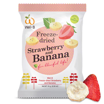 Wel-B Freeze Dried Fruit Snacks, Fresh Strawberries and Bananas Freeze Dried to a Healthy, Crispy Texture While Retaining Natura
