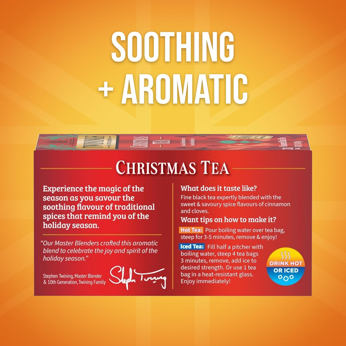 Twinings Christmas Black Tea Individually Wrapped Bags, 20 Count (Pack Of 1), Aromatic Cinnamon & Clove, Caffeinated, Enjoy Hot