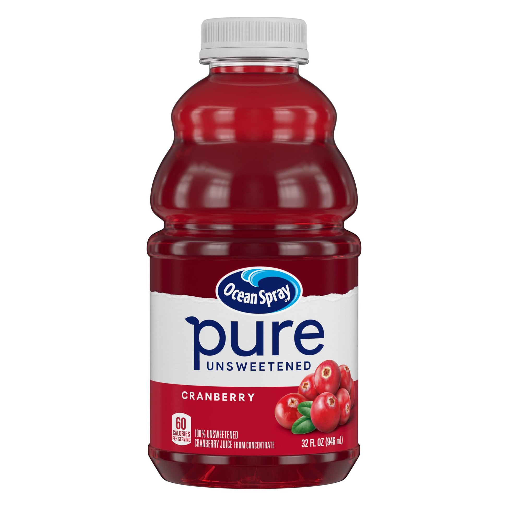 Ocean Spray Pure Unsweetened Cranberry Juice, 100% Juice from Concentrate, 32 Fl Oz, Pack of 1