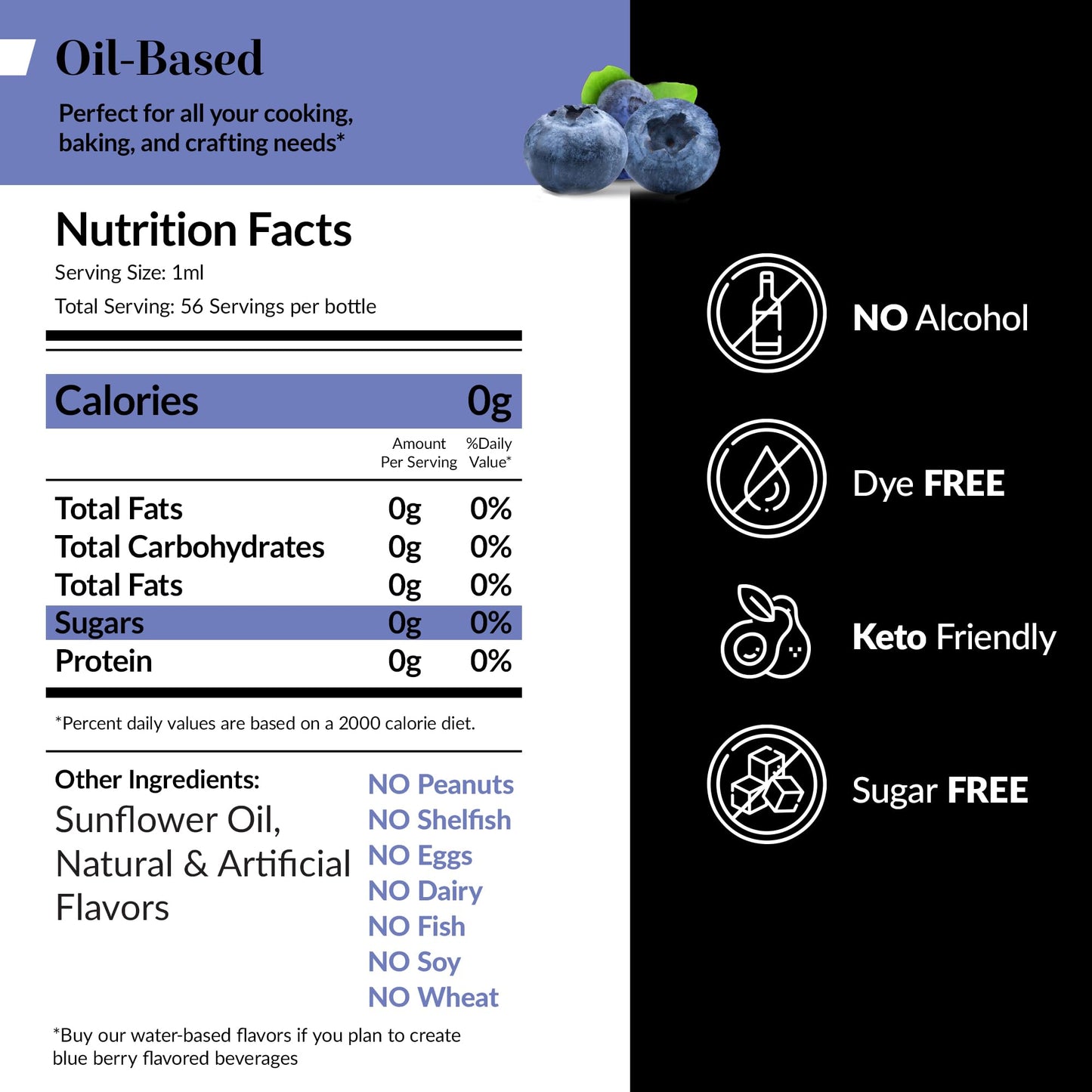 Dolce Foglia Blueberry Extract for Baking, Oil-Soluble Flavoring, Ultra Concentrated, 2 Oz.
