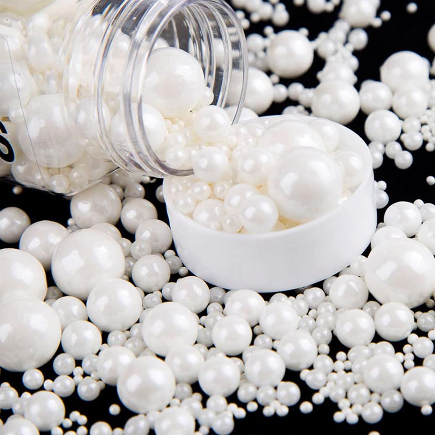 Sentovac White Pearl Sugar Sprinkles Edible Cake Decorating Pearl Candy Sprinkles Cookie Cake Cupcake Topper Baking Decorations Halloween Christmas Valentines Wedding Supplies