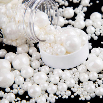 Sentovac White Pearl Sugar Sprinkles Edible Cake Decorating Pearl Candy Sprinkles Cookie Cake Cupcake Topper Baking Decorations Halloween Christmas Valentines Wedding Supplies