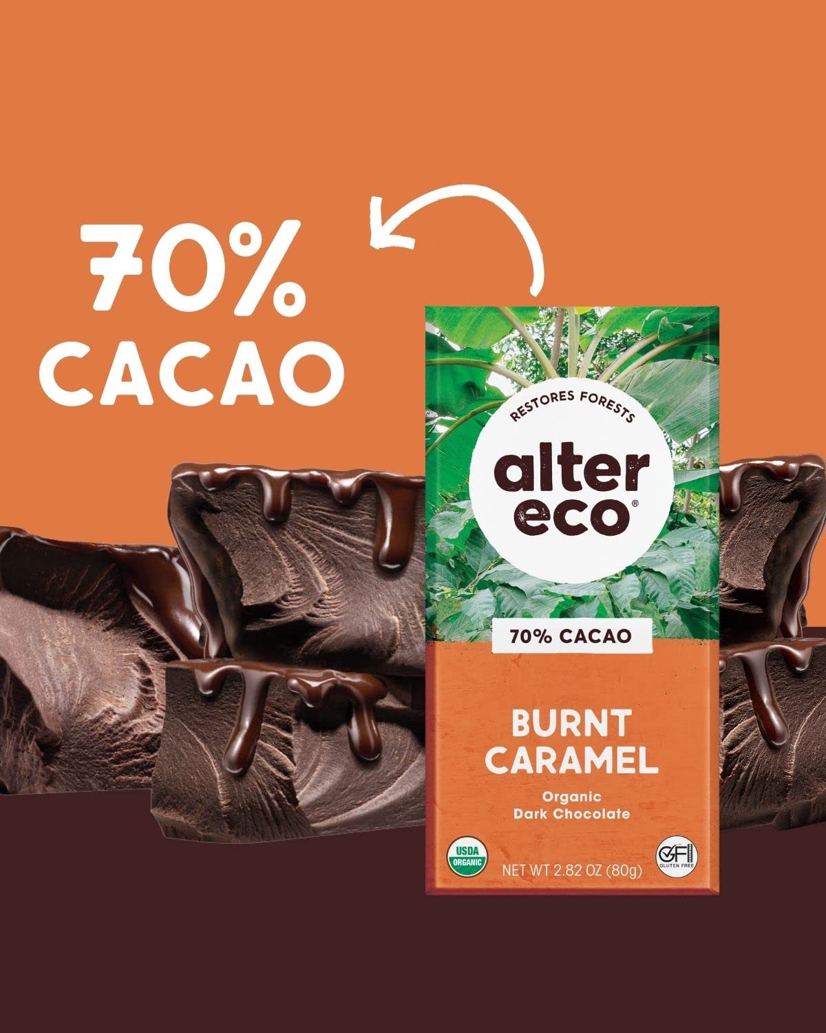 Alter Eco | Dark Chocolate Bars | Pure Dark Cocoa, Fair Trade, Organic, Non-Gmo, Gluten Free (6-Pack Burnt Caramel)
