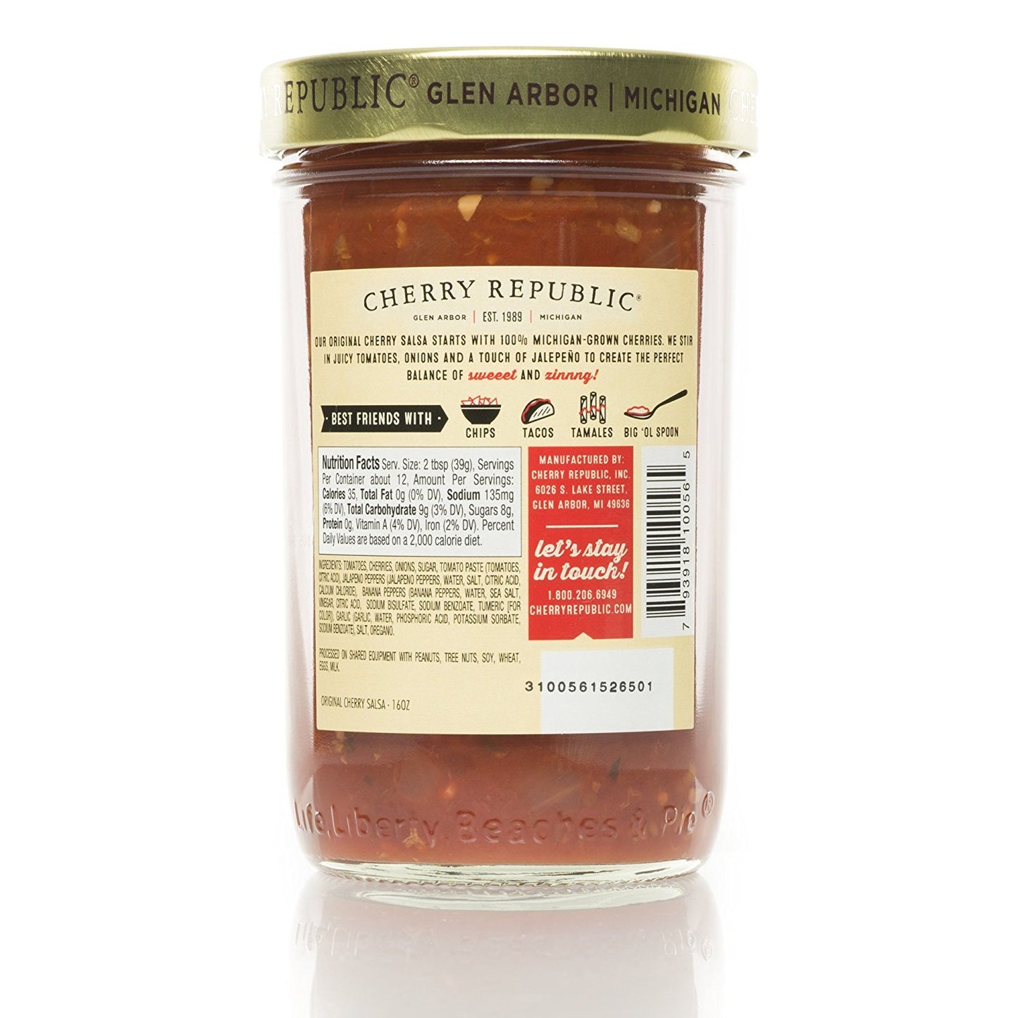 Cherry Republic Original Cherry Salsa - Medium Heat Salsa Mix With Authentic Michigan Cherries - Sweet & Spicy Fruit Salsa - Wor